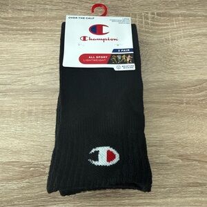 Brand New Champion  2 Pack Over The Calf Socks Black Size Large (8-12.5 Mens)